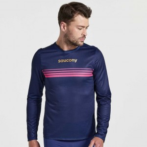 Tricko Saucony Elite Long Sleeve Panske Námornícka Modrá | SK-PVSHTRA