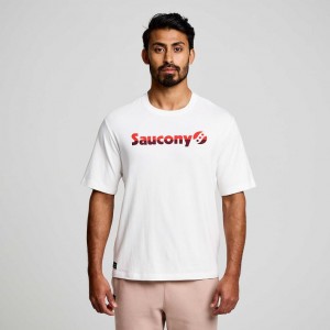 Tricko Saucony Recovery Kratke Sleeve Panske Biele | SK-CGJNDUR