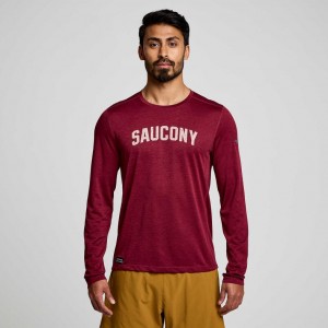 Tricko Saucony Stopwatch Graphic Long Sleeve Panske Červené | SK-DYRKJOH