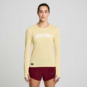 Tricko Saucony Stopwatch Graphic Long Sleeve Damske Žlté | SK-JNDHFMB