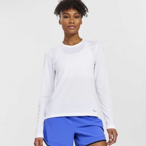 Tricko Saucony Stopwatch Long Sleeve Damske Biele | SK-NKILTWS