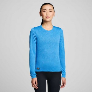 Tricko Saucony Stopwatch Long Sleeve Damske Modre | SK-ZNDVAPF