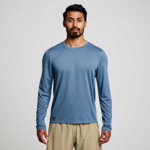 Tricko Saucony Stopwatch Long Sleeve Panske Modre | SK-PXMOUFS