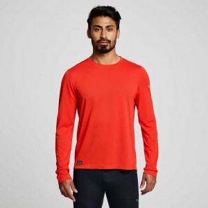 Tricko Saucony Stopwatch Long Sleeve Panske Červené | SK-SZBTGNF