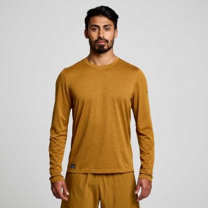 Tricko Saucony Stopwatch Long Sleeve Panske Hnede | SK-RQVNTBU