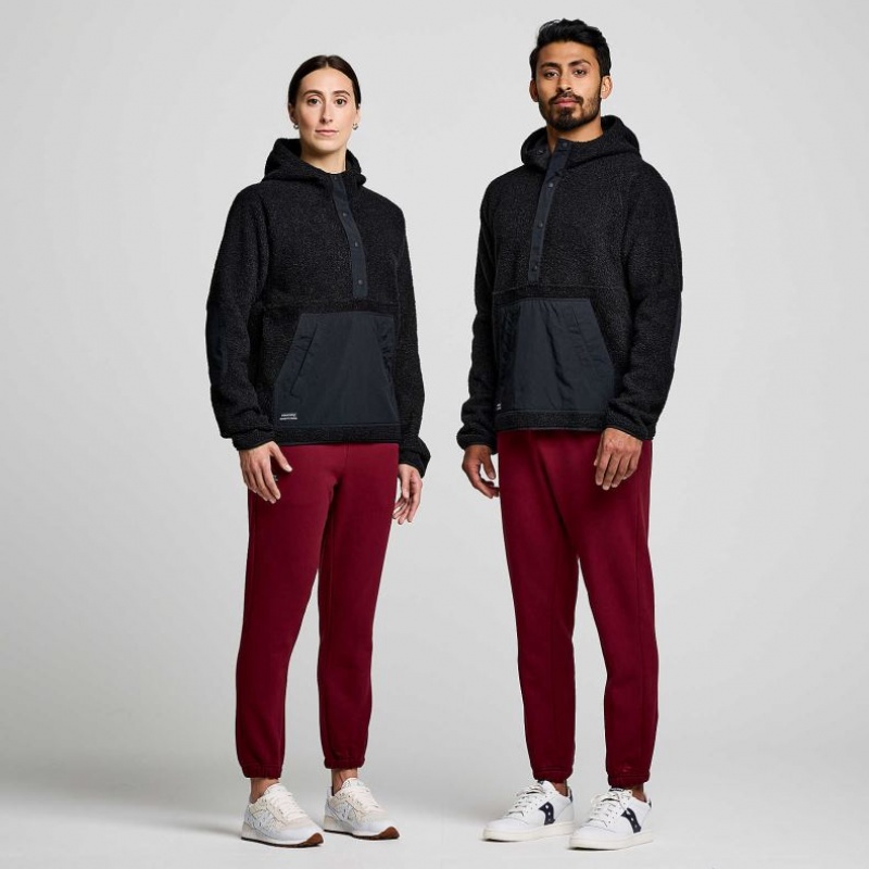 Mikina s Kapucnou Saucony Recovery Sherpa Pullover Panske Čierne | SK-NSORQBL