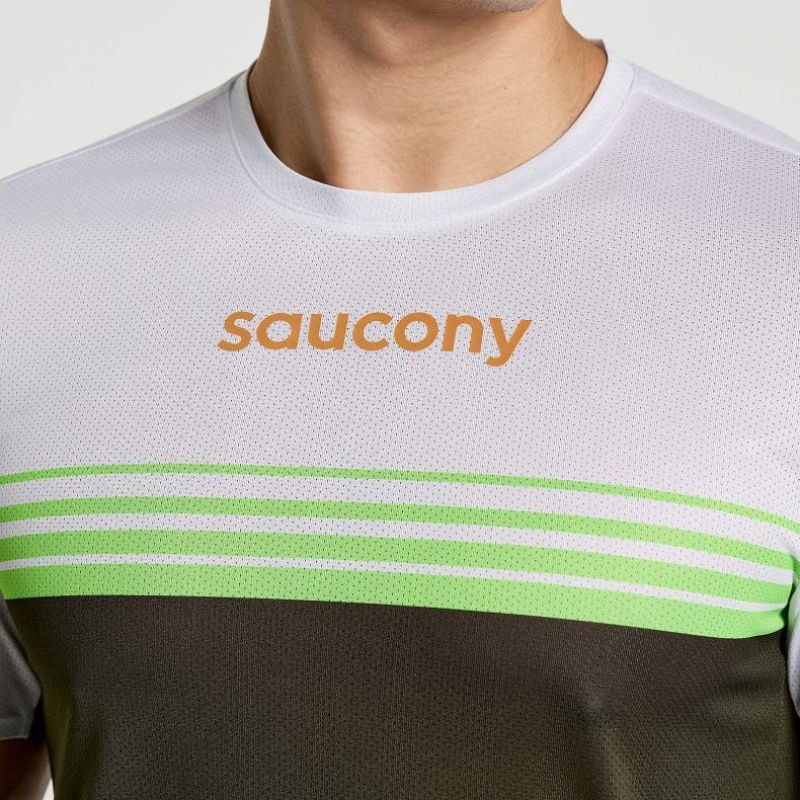 Tricko Saucony Elite Kratke Sleeve Panske Biele Čierne | SK-YRIAJDG