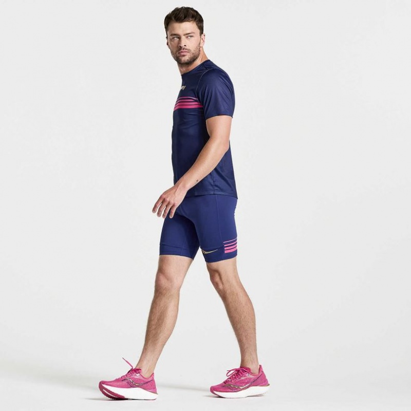 Tricko Saucony Elite Kratke Sleeve Panske Námornícka Modrá | SK-CVTYWUJ