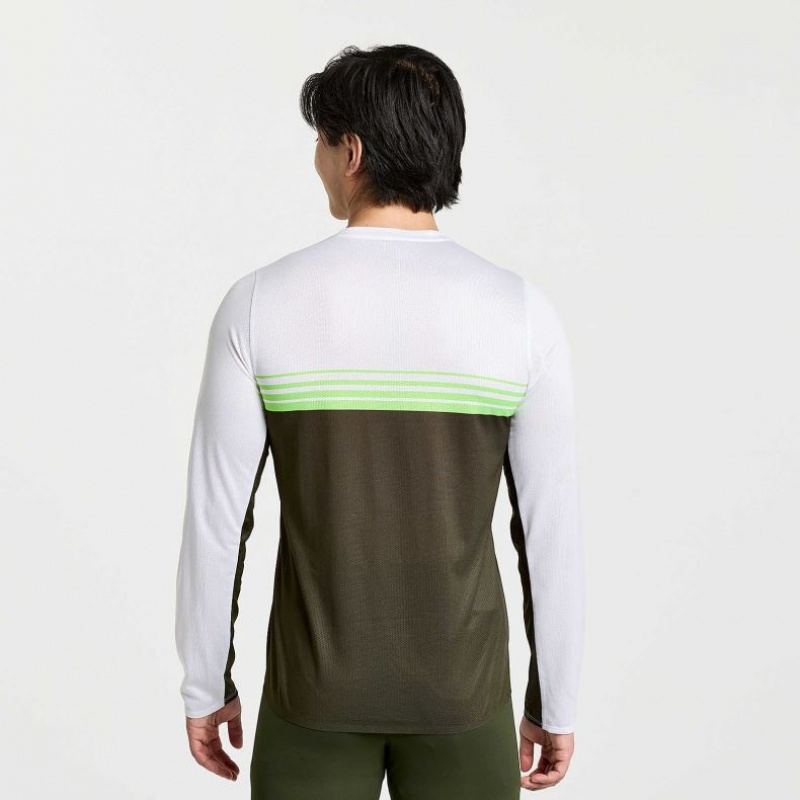 Tricko Saucony Elite Long Sleeve Panske Biele Čierne | SK-PNXQVBU