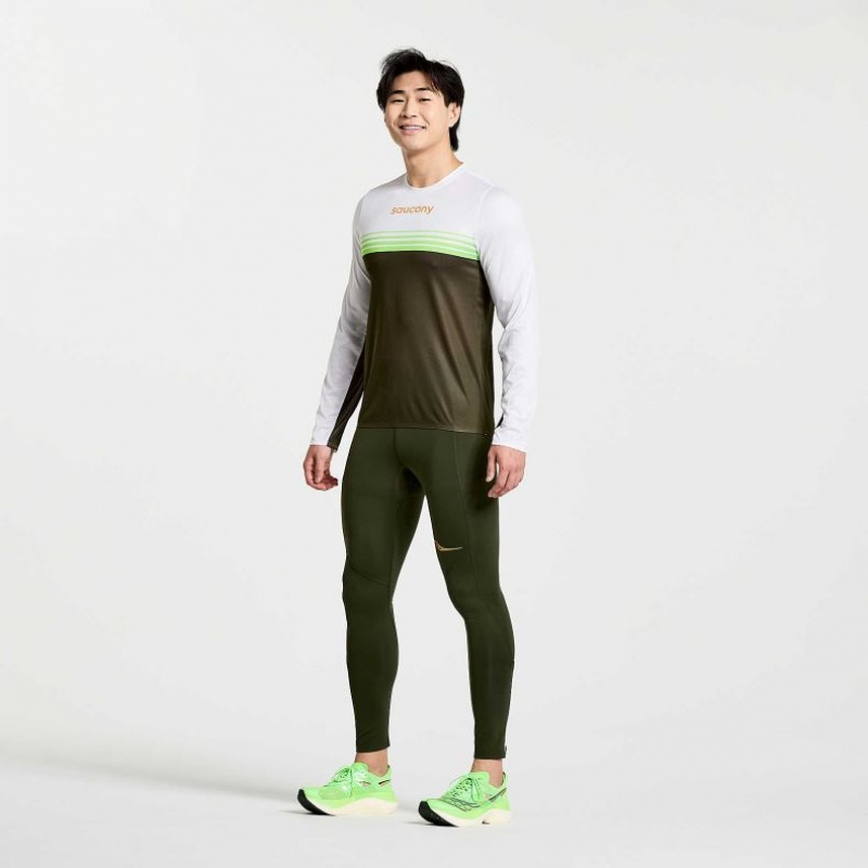 Tricko Saucony Elite Long Sleeve Panske Biele Čierne | SK-PNXQVBU