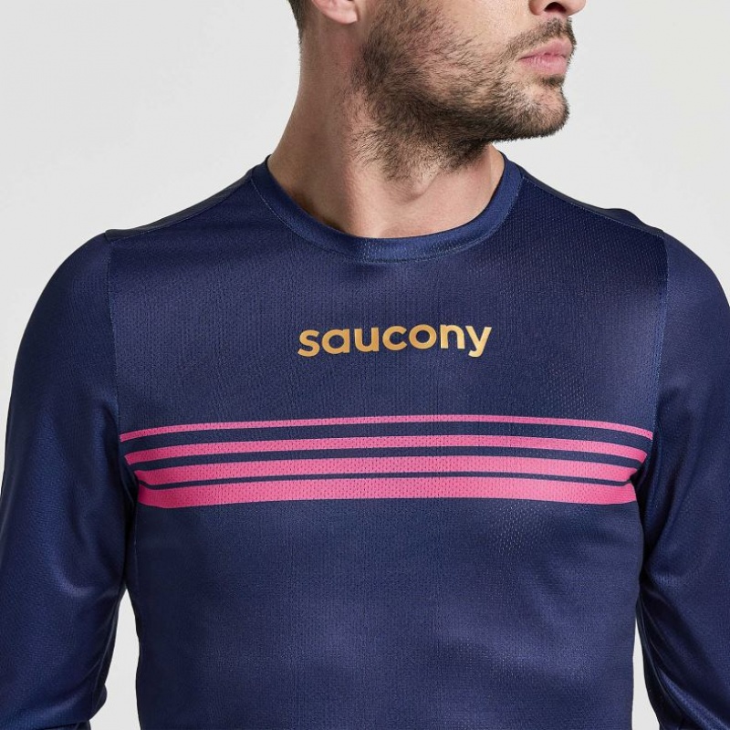 Tricko Saucony Elite Long Sleeve Panske Námornícka Modrá | SK-PVSHTRA