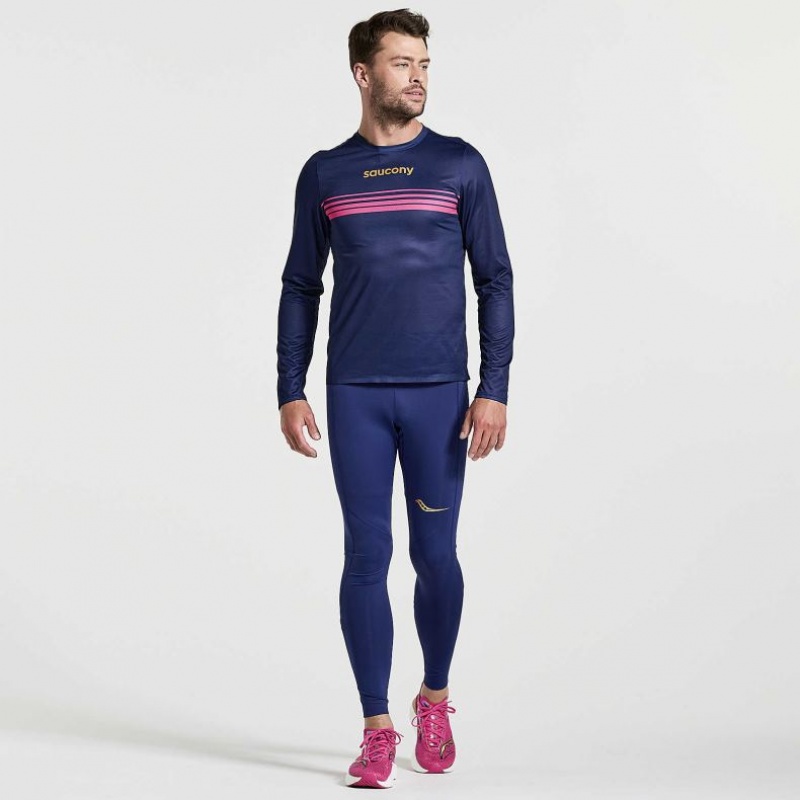 Tricko Saucony Elite Long Sleeve Panske Námornícka Modrá | SK-PVSHTRA