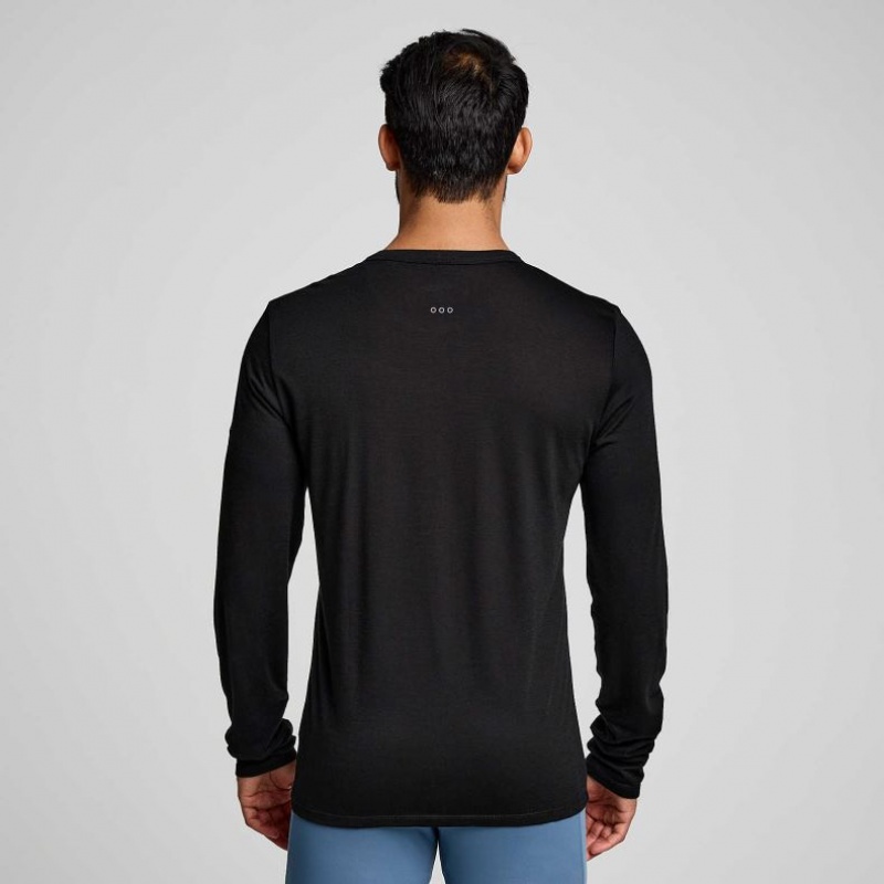 Tricko Saucony Peregrine Merino Long Sleeve Panske Čierne | SK-RJBHUFG