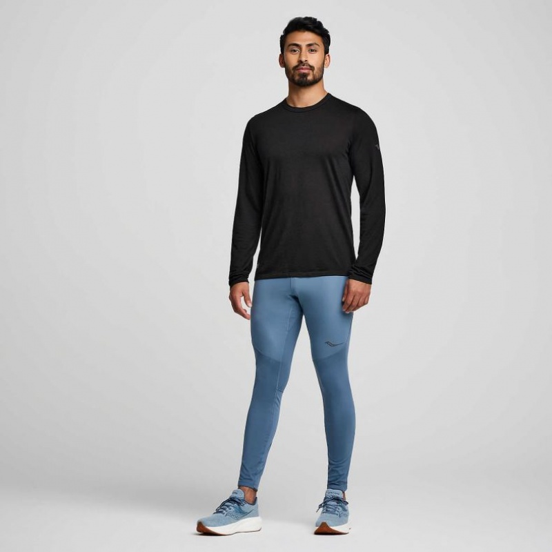 Tricko Saucony Peregrine Merino Long Sleeve Panske Čierne | SK-RJBHUFG