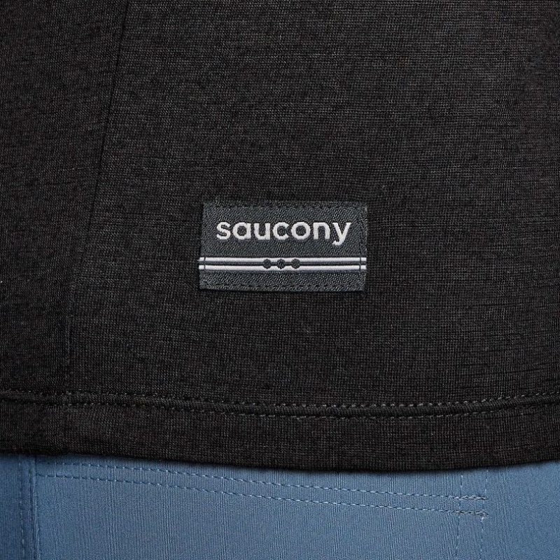 Tricko Saucony Peregrine Merino Long Sleeve Panske Čierne | SK-RJBHUFG