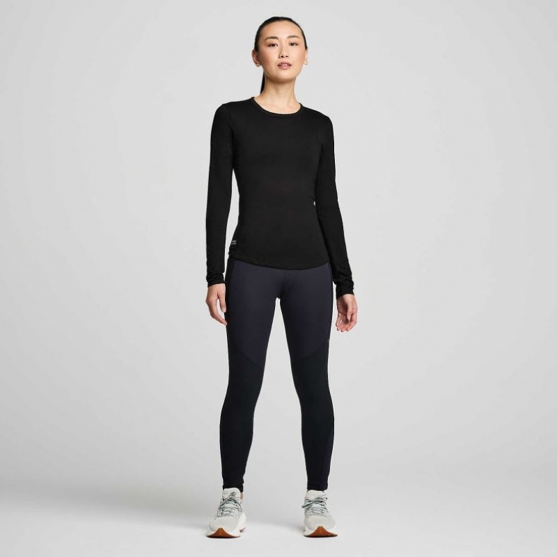 Tricko Saucony Peregrine Merino Long Sleeve Damske Čierne | SK-XEBKZOJ