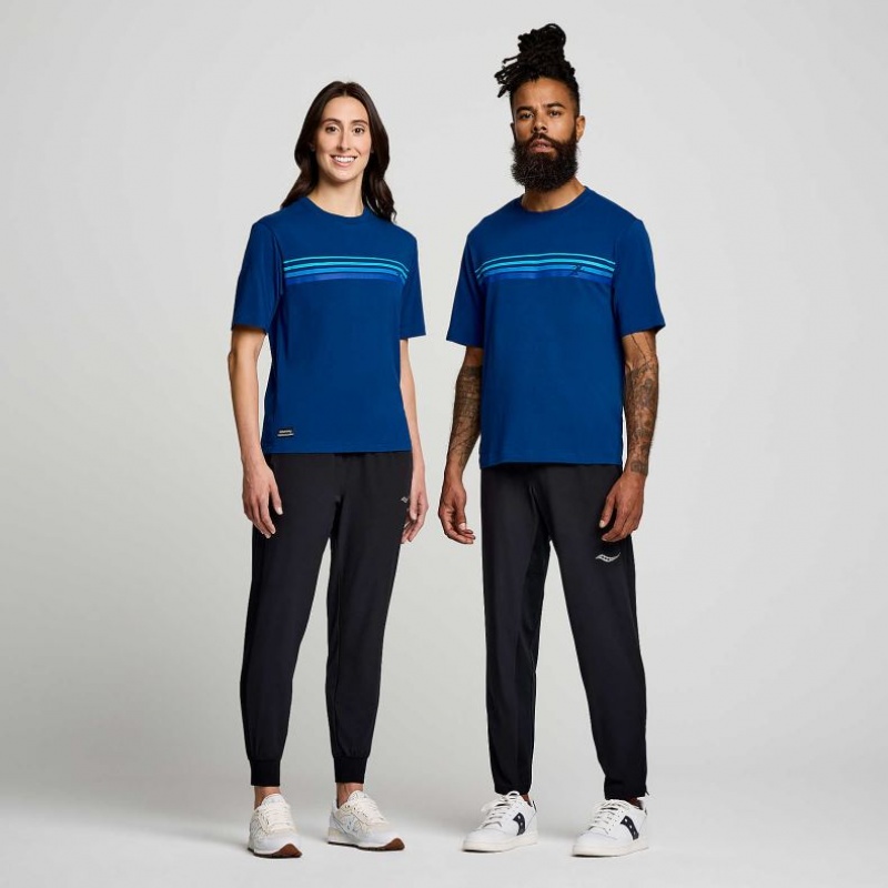 Tricko Saucony Recovery Kratke Sleeve Panske Indigo | SK-ZFIHGOL