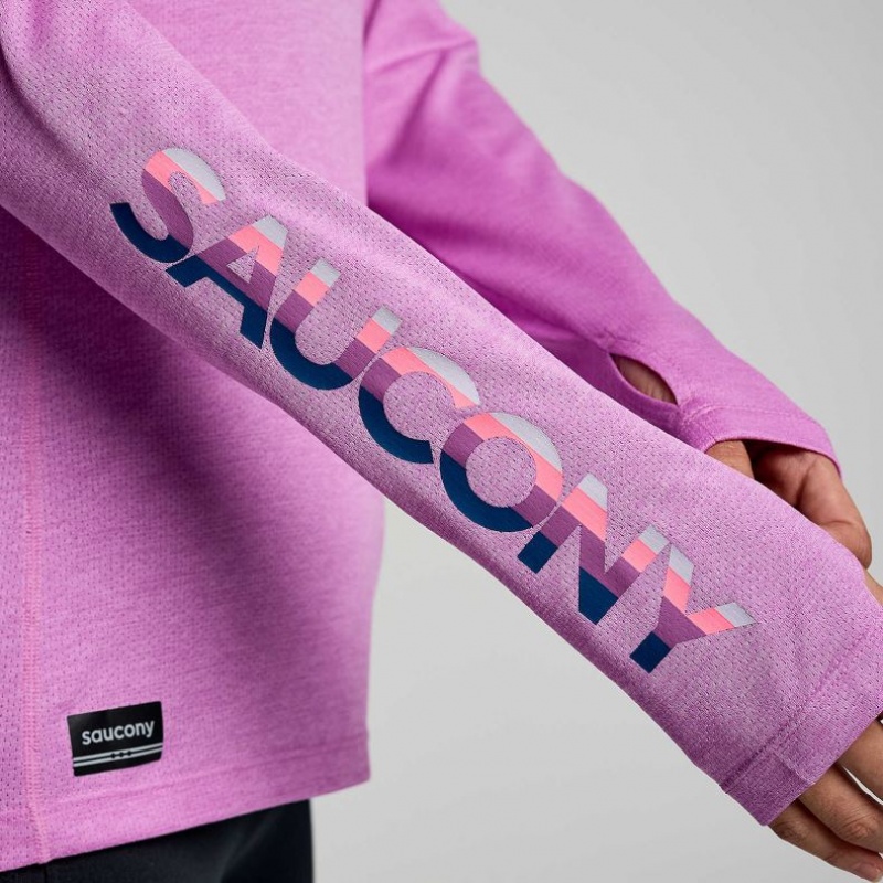 Tricko Saucony Stopwatch Graphic Long Sleeve Damske Nachový | SK-HXWKYAL