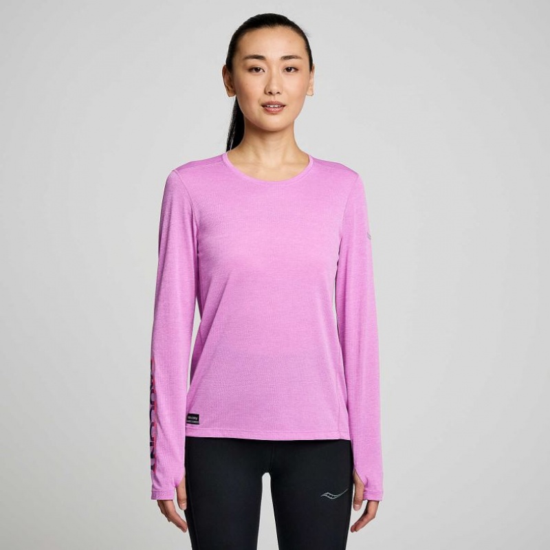 Tricko Saucony Stopwatch Graphic Long Sleeve Damske Nachový | SK-HXWKYAL