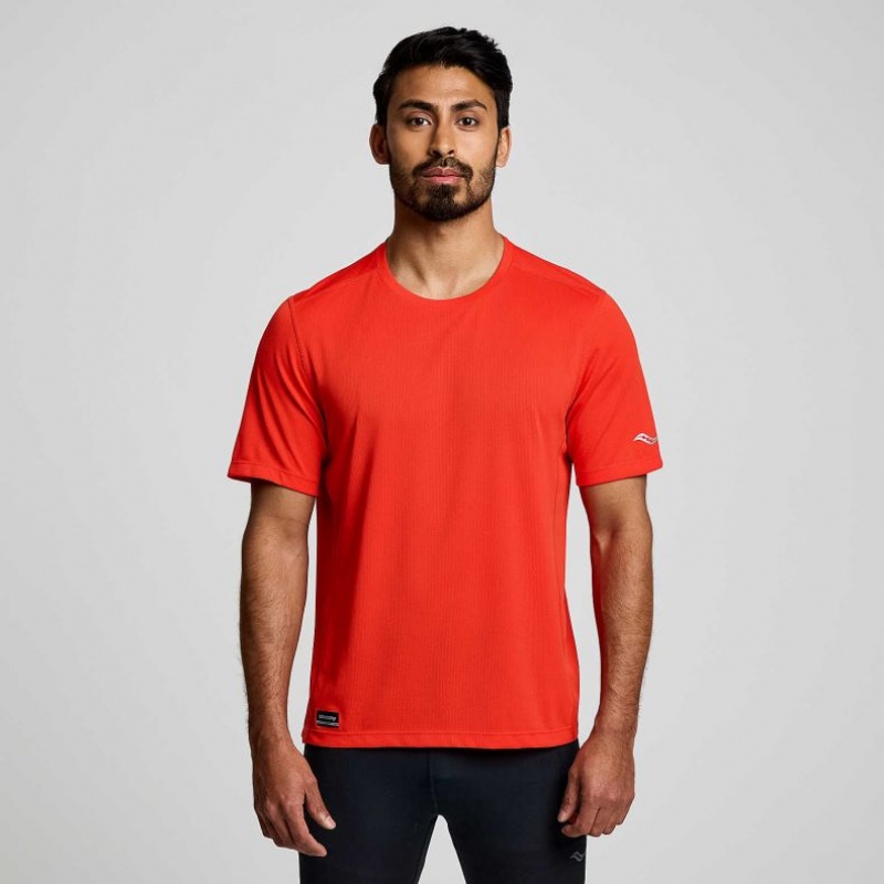 Tricko Saucony Stopwatch Kratke Sleeve Panske Oranžové | SK-SWFCKTO