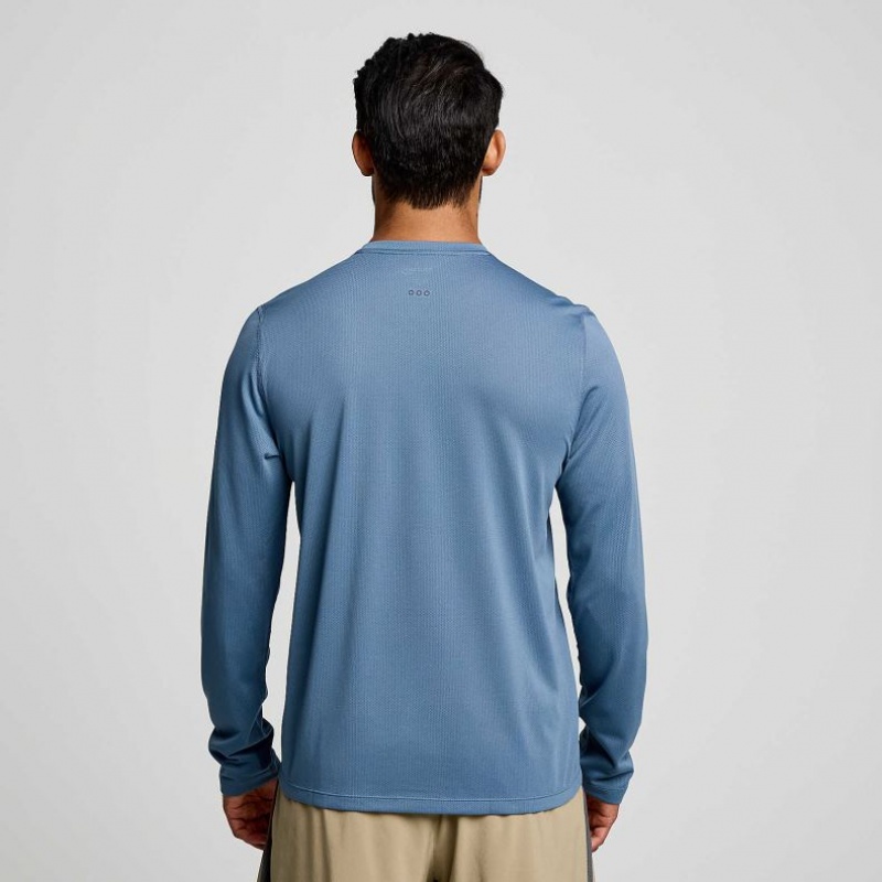 Tricko Saucony Stopwatch Long Sleeve Panske Modre | SK-PXMOUFS