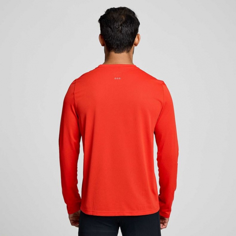 Tricko Saucony Stopwatch Long Sleeve Panske Červené | SK-SZBTGNF