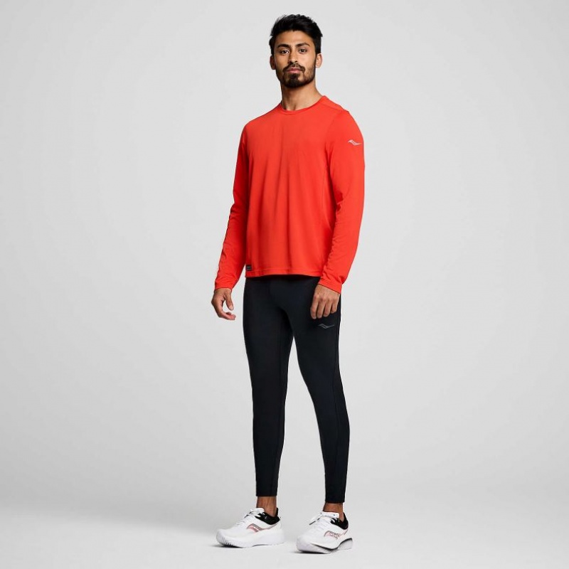 Tricko Saucony Stopwatch Long Sleeve Panske Červené | SK-SZBTGNF