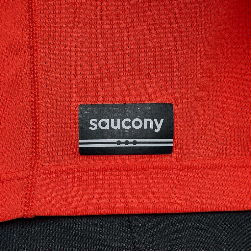 Tricko Saucony Stopwatch Long Sleeve Panske Červené | SK-SZBTGNF