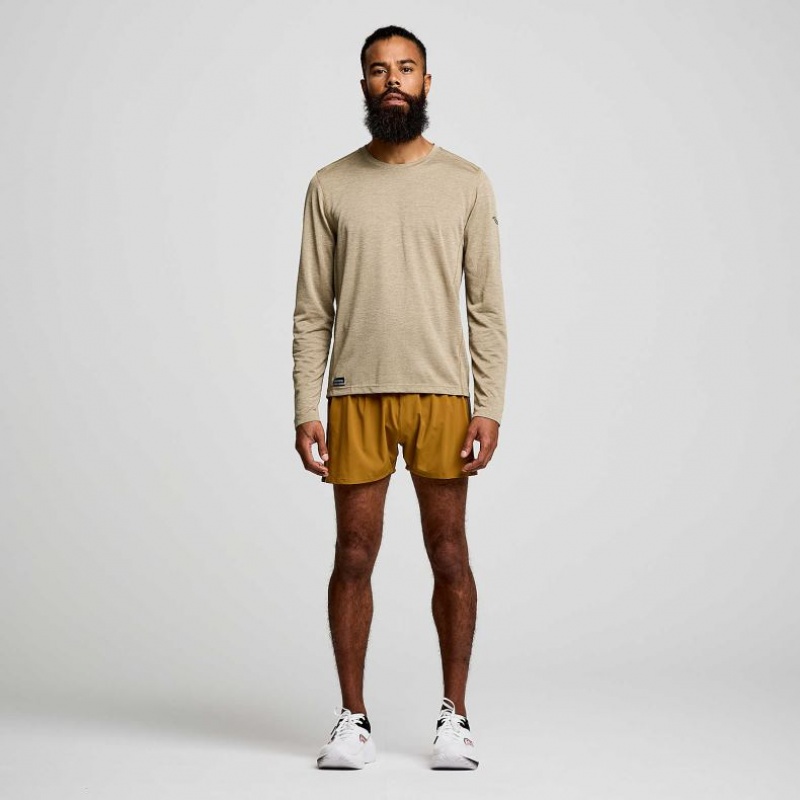 Tricko Saucony Stopwatch Long Sleeve Panske Hnedožltý | SK-IMZWKLY