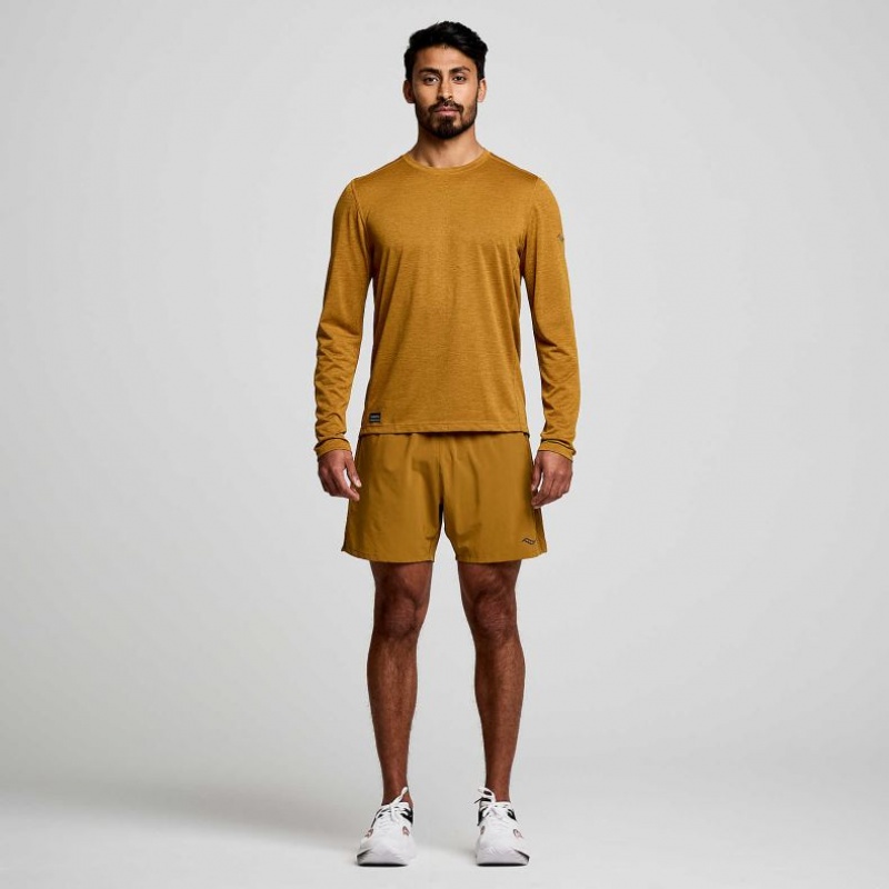 Tricko Saucony Stopwatch Long Sleeve Panske Hnede | SK-RQVNTBU